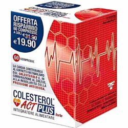 Dettagli Prodotto COLESTEROL ACT PLUS Forte Descrizione Integratore alimentare. La caigua contribuisce al metabolismo del colesterolo ed alla regolarità della pressione arteriosa. Il guggul favorisce il metabolismo dei lipidi ed il Coleus la regolare funzionalità dell'apparato cardiovascolare. Ingredienti Agente di carica: cellulosa microcristallina; riso rosso fermentato tit. 5% monacolina K, octacosanolo, betasitosteroli, guggul resina e.s. tit. 10% guggulsteroni (Commiphora mukul Hook.), caigua frutto e.s. 5:1 (Cyclanthera pedata L. schrad); agenti di rivestimento: calcio carbonato, idrossipropilmetilcellulosa, isomalto, acido stearico; coleus radice e.s. tit. 10% forskolina (Coleus forskholii Willd. Bricq.); agente antiagglomerante: sali di magnesio degli acidi grassi; vaniglina, acido folico. Caratteristiche nutrizionali Valori medi per dose giornaliera (1 compressa) %VNR* Riso rosso fermentato monacoline totali apportate di cui monacolina K 52 mg 2,9 mg 2,6 mg Octacosanolo 50 mg Betasitosteroli 50 mg Guggul guggulsteroni apportati 50 mg 5 mg Caigua 50 mg Coleus forskolina apportata 10 mg 1 mg Acido folico 200 mcg 100 *VNR: Valori Nutritivi di Riferimento Modalità d'uso Si consiglia di assumere una compressa al giorno con un bicchiere d'acqua, la sera dopo i pasti. Avvertenze Non superare la dose giornaliera consigliata. Tenere fuori dalla portata dei bambini di età inferiore ai tre anni. Gli integratori alimentari non vanno intesi quali sostituti di una dieta variata, equilibrata e di un sano stile di vita. Il prodotto non deve essere consumato da donne in gravidanza o in allattamento, bambini di età inferiore a 18 anni e adulti di età superiore a 70 anni. Chiedere consiglio al medico sul consumo del prodotto se si presentano eventuali problemi di salute. Non consumare se si stanno assumendo farmaci contro il colesterolo. Non assumere se si stanno già consumando altri prodotti contenenti riso rosso fermentato. Durante l'assunzione del prodotto seguire una dieta variata e bilanciata, con consumo regolare di frutta e verdura così da contribuire a mantenere i livelli di carotenoidi. Non consumare oltre 3 g di steroli vegetali al giorno. Il prodotto non è destinato alle persone che non hanno necessità di controllare il livello di colesterolo nel sangue. Conservazione Conservare in luogo fresco e asciutto. La data di fine validità si riferisce al prodotto in confezione integra correttamente conservato. Validità a confezionamento integro: 36 mesi. Formato 60 compresse. Peso netto: 24 g.