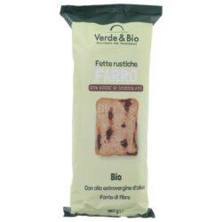 VERDE&BIO FETTE BIO DI KAMUT CON UVETTA Descrizione Fette biscottate biologiche di farro con gocce di cioccolato. Dolci e friabili, le fette biscottate sono pronte per essere gustate con marmellate, creme dolci, miele ed accompagnare tè, caffè o bevande vegetali. Prodotto disponibile nelle varianti con uvetta o con gocce di cioccolato. Create unicamente con ingredienti vegetali, sono ideali per chi segue un'alimentazione vegana e biologica. Ingredienti Farina di farro*, gocce cioccolato* (14%) (pasta di cacao*, zucchero*, burro di cacao*; emulsionante: lecitina di girasole); lievito di farro* costituito da pasta acida (13%) (farina di farro*, acqua), olio extra vergine di oliva* (5%), sciroppo di riso*, lievito (saccharomyces cerevisiae), malto d'orzo*, sale marino, aroma naturale. Farro* totale in ricetta: 70%. *Biologico. Valori nutrizionali Energia 1.838 kJ 437 kcal Grassi di cui saturi 14 g 4,7 g Carboidrati di cui zuccheri 67 g 11 g Fibre 4,3 g Proteine 9,3 g Conservazione Validità a confezionamento integro: 9 mesi. Formato Confezione da 180 g.